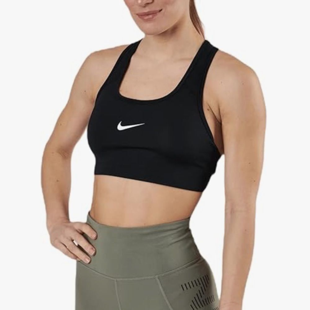 Nike Women's Swoosh Bra 2.0 Black with White Swoosh Size Small